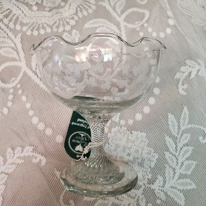 NWT Eamon Glass CompoteBowl/footed Bowl Handmade, Etched With Shamrocks